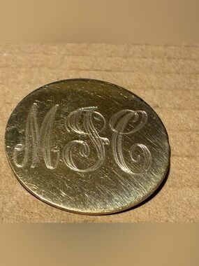 Anson Engraved Monogram 12KT GF brooch